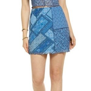 Patchwork mesh skirt in blue. Never worn size small